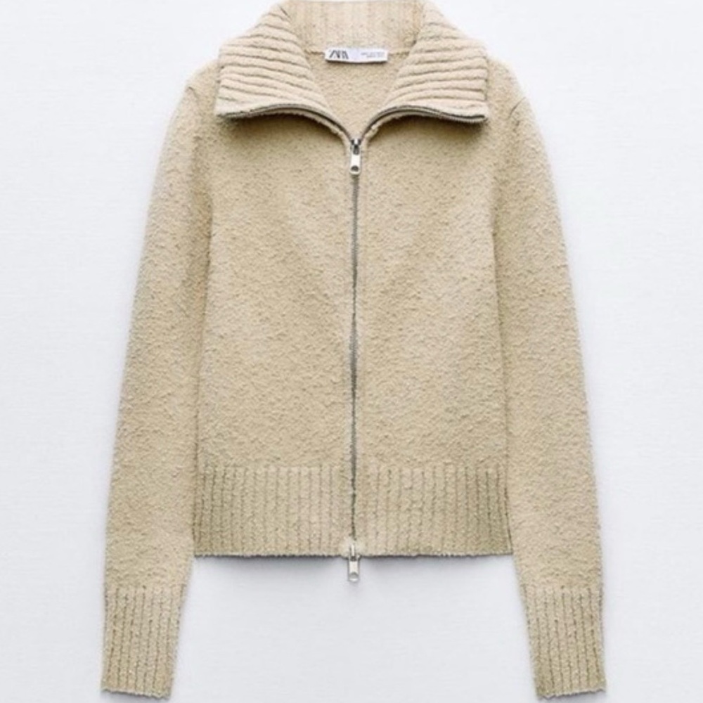 Zara Boucle Knit Cardigan Sweater - Picture 2 of 10